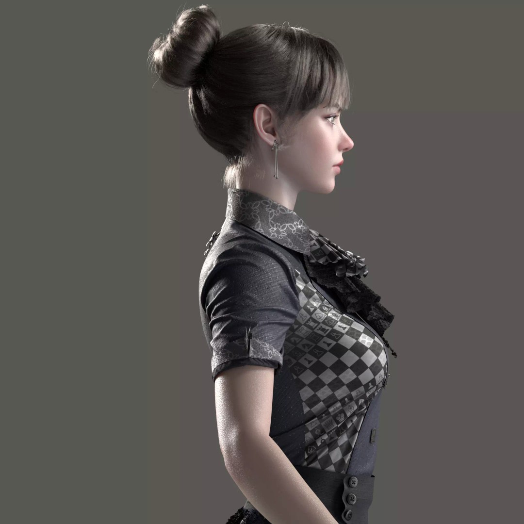 Chinese Girl 3D Model – High Poly Character with PBR Textures - View 8