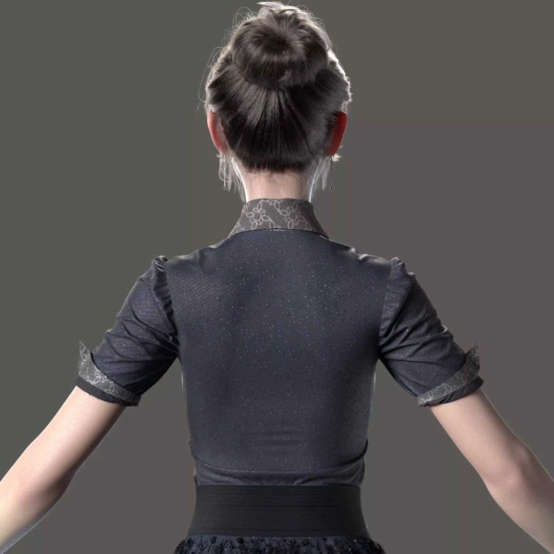 Chinese Girl 3D Model – High Poly Character with PBR Textures - View 9