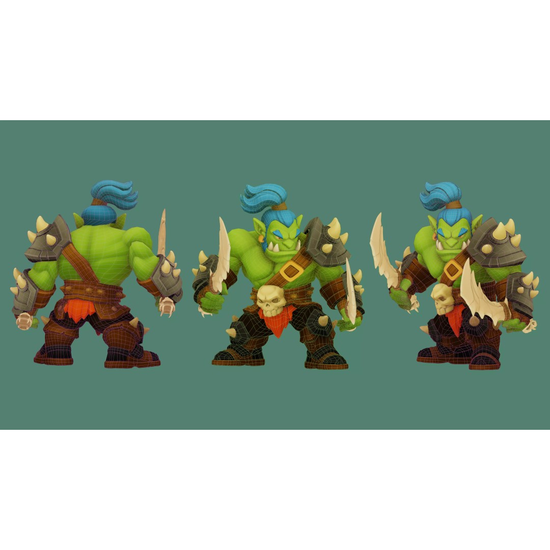 Mugor 3D Model – Stylized Medieval Orc Character, Rigged, Game-Ready - View 10