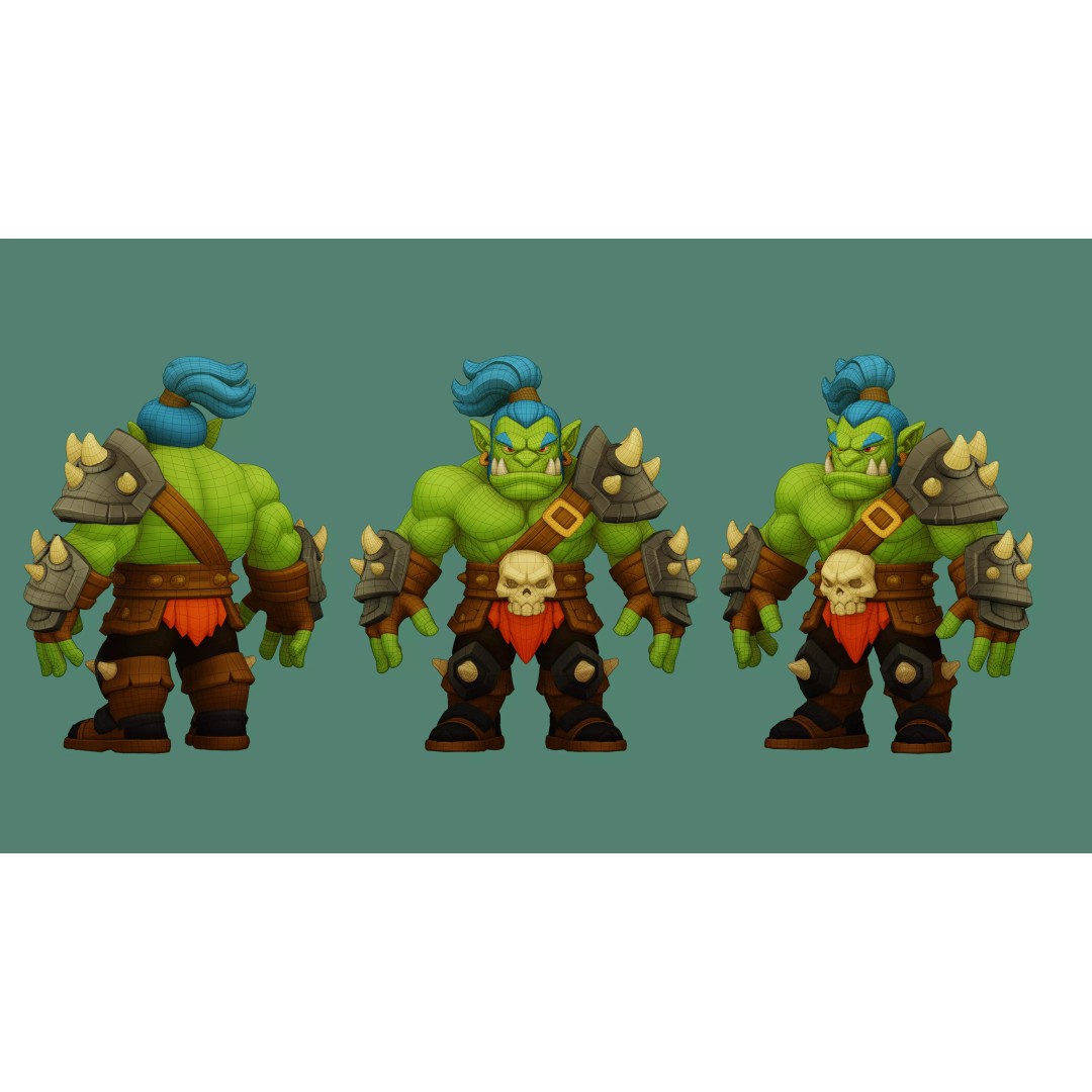 Mugor 3D Model – Stylized Medieval Orc Character, Rigged, Game-Ready - View 14