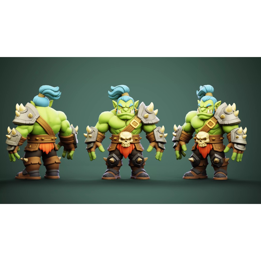 Mugor 3D Model – Stylized Medieval Orc Character, Rigged, Game-Ready - View 9