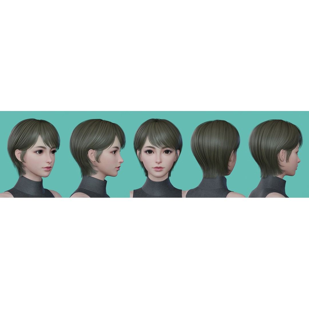 Women Hairstyles 3D Model – Low Poly Collection, Game Ready FBX & OBJ - View 11