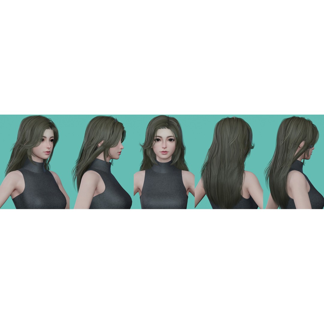 Women Hairstyles 3D Model – Low Poly Collection, Game Ready FBX & OBJ - View 13