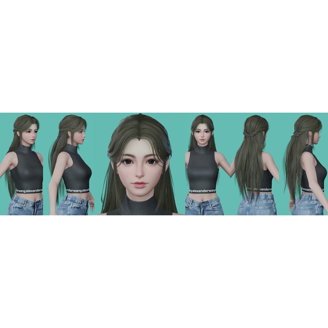 Women Hairstyles 3D Model – Low Poly Collection, Game Ready FBX & OBJ - View 14