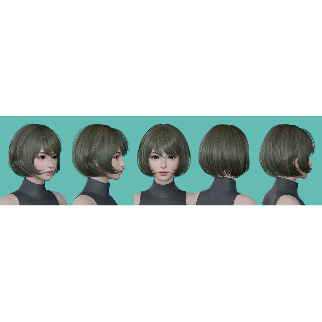 Women Hairstyles 3D Model – Low Poly Collection, Game Ready FBX & OBJ - View 15