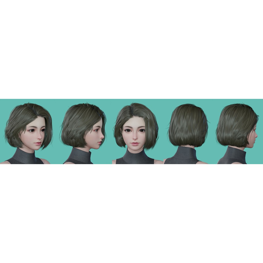 Women Hairstyles 3D Model – Low Poly Collection, Game Ready FBX & OBJ - View 17
