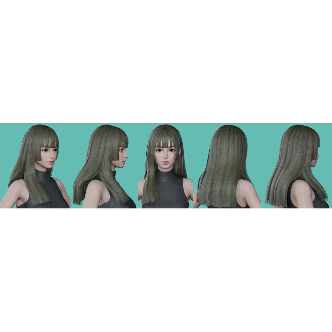 Women Hairstyles 3D Model – Low Poly Collection, Game Ready FBX & OBJ - View 19
