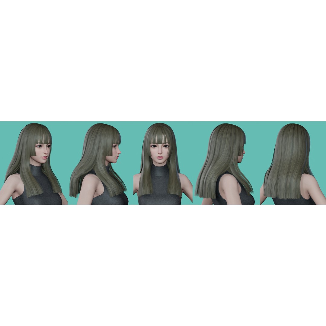 Women Hairstyles 3D Model – Low Poly Collection, Game Ready FBX & OBJ - View 22