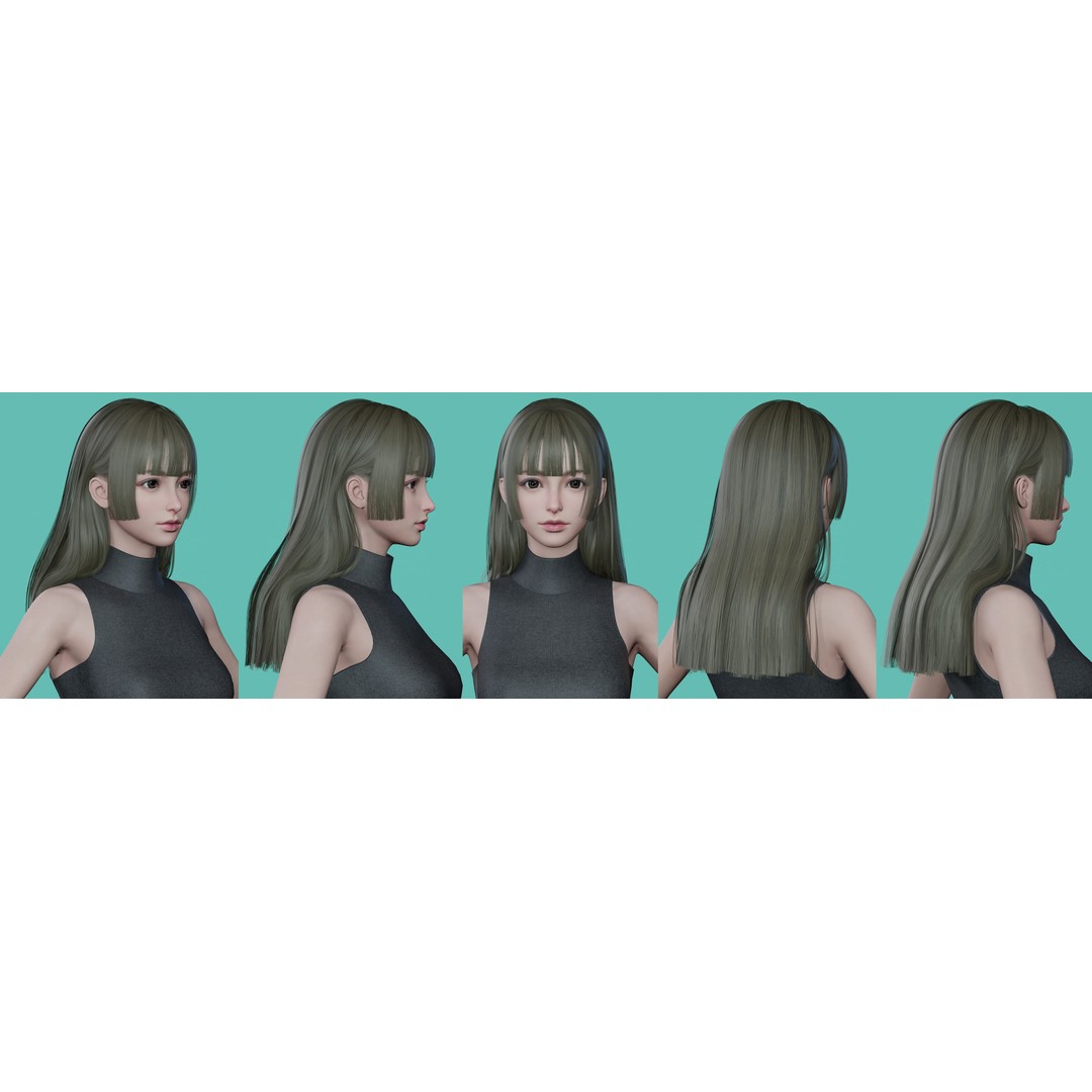 Women Hairstyles 3D Model – Low Poly Collection, Game Ready FBX & OBJ - View 23