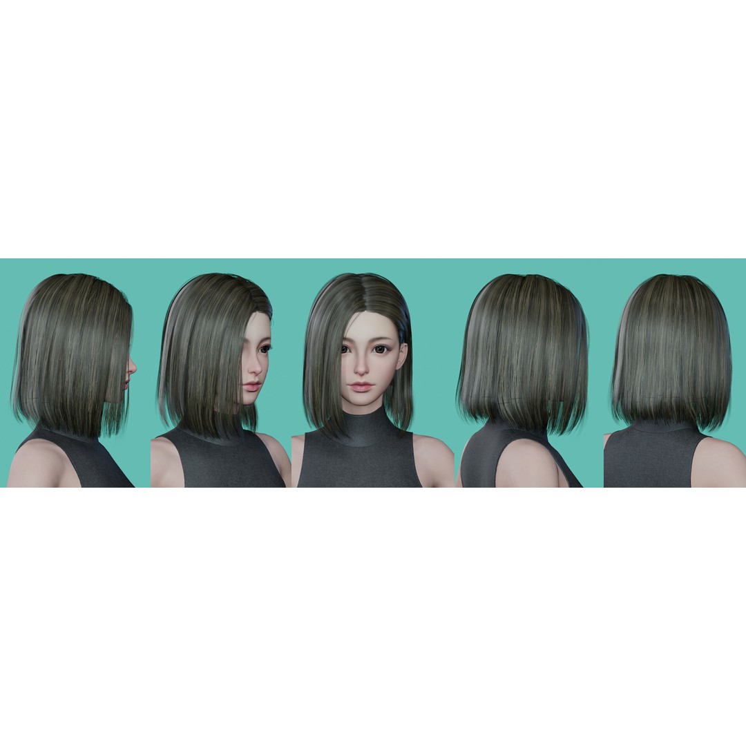 Women Hairstyles 3D Model – Low Poly Collection, Game Ready FBX & OBJ - View 24