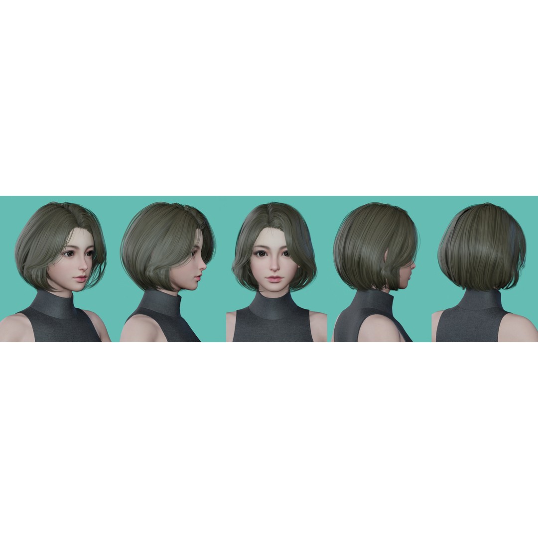 Women Hairstyles 3D Model – Low Poly Collection, Game Ready FBX & OBJ - View 7