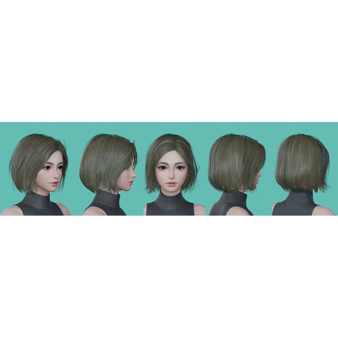 Women Hairstyles 3D Model – Low Poly Collection, Game Ready FBX & OBJ - View 9