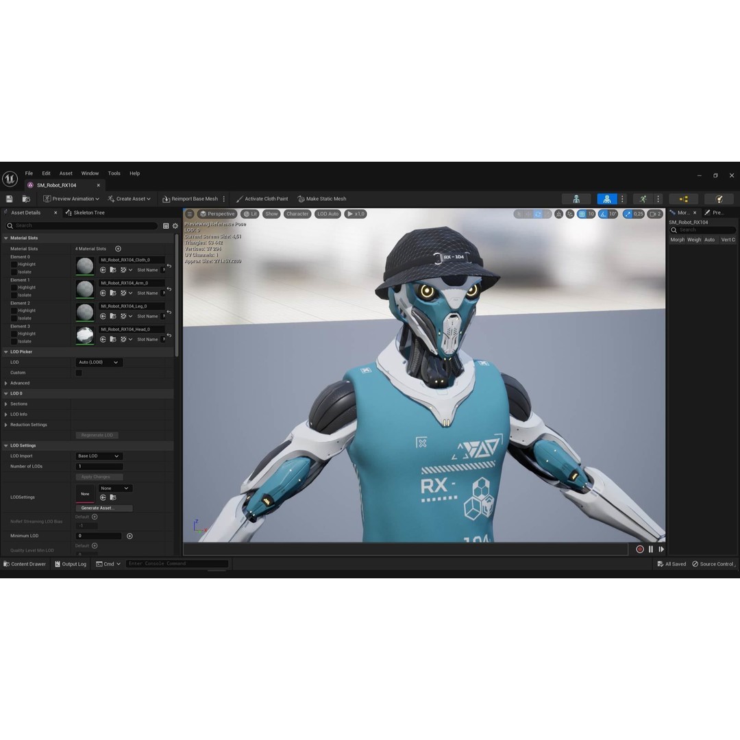 Robot RX-104 3D Model – Low Poly Game Ready Rigged Character, FBX - View 13