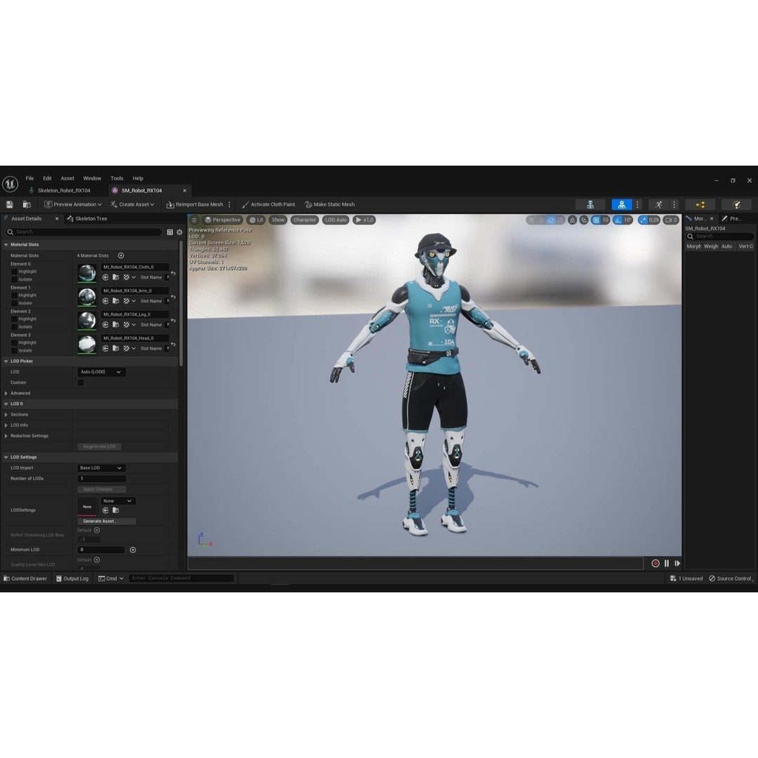 Robot RX-104 3D Model – Low Poly Game Ready Rigged Character, FBX - View 14