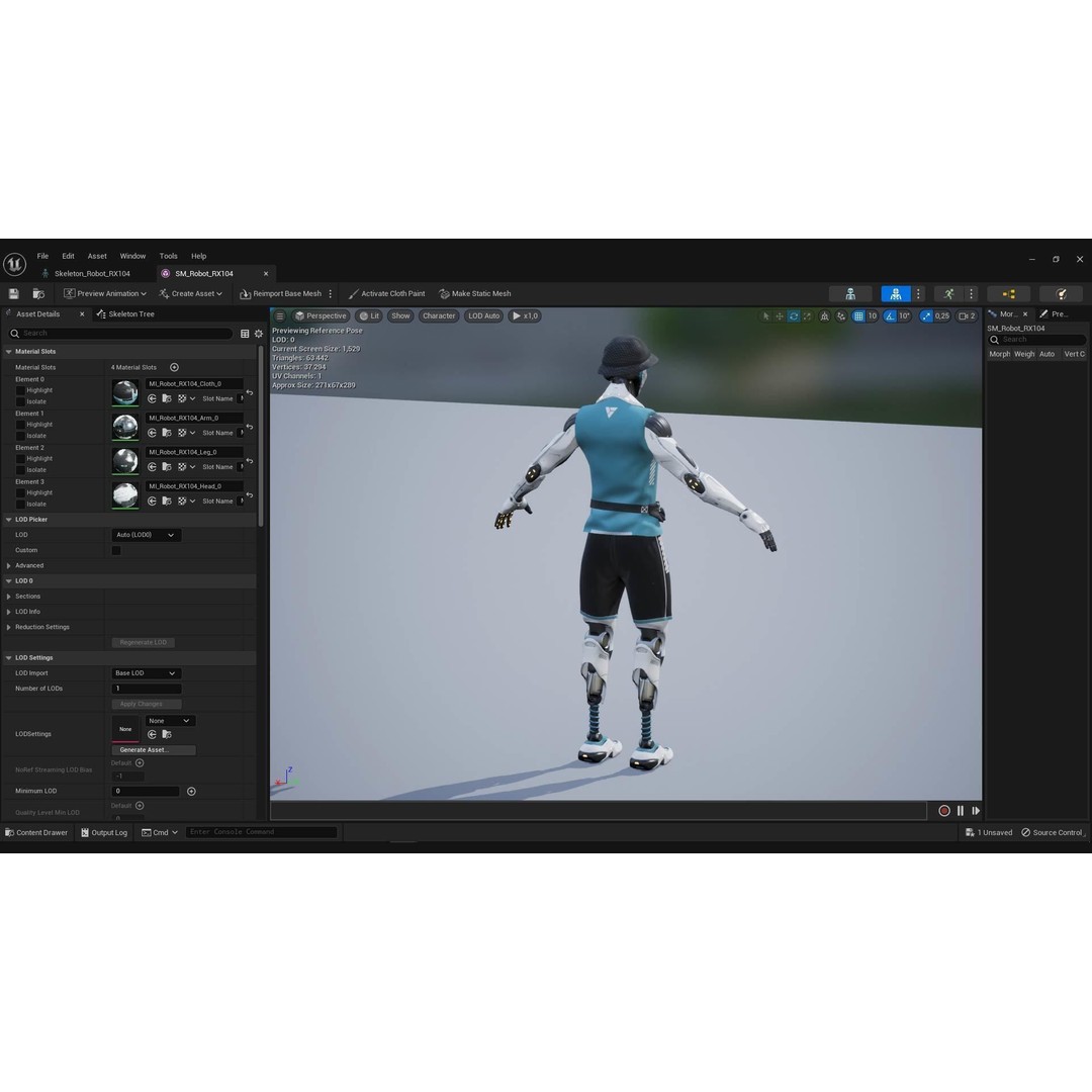 Robot RX-104 3D Model – Low Poly Game Ready Rigged Character, FBX - View 15