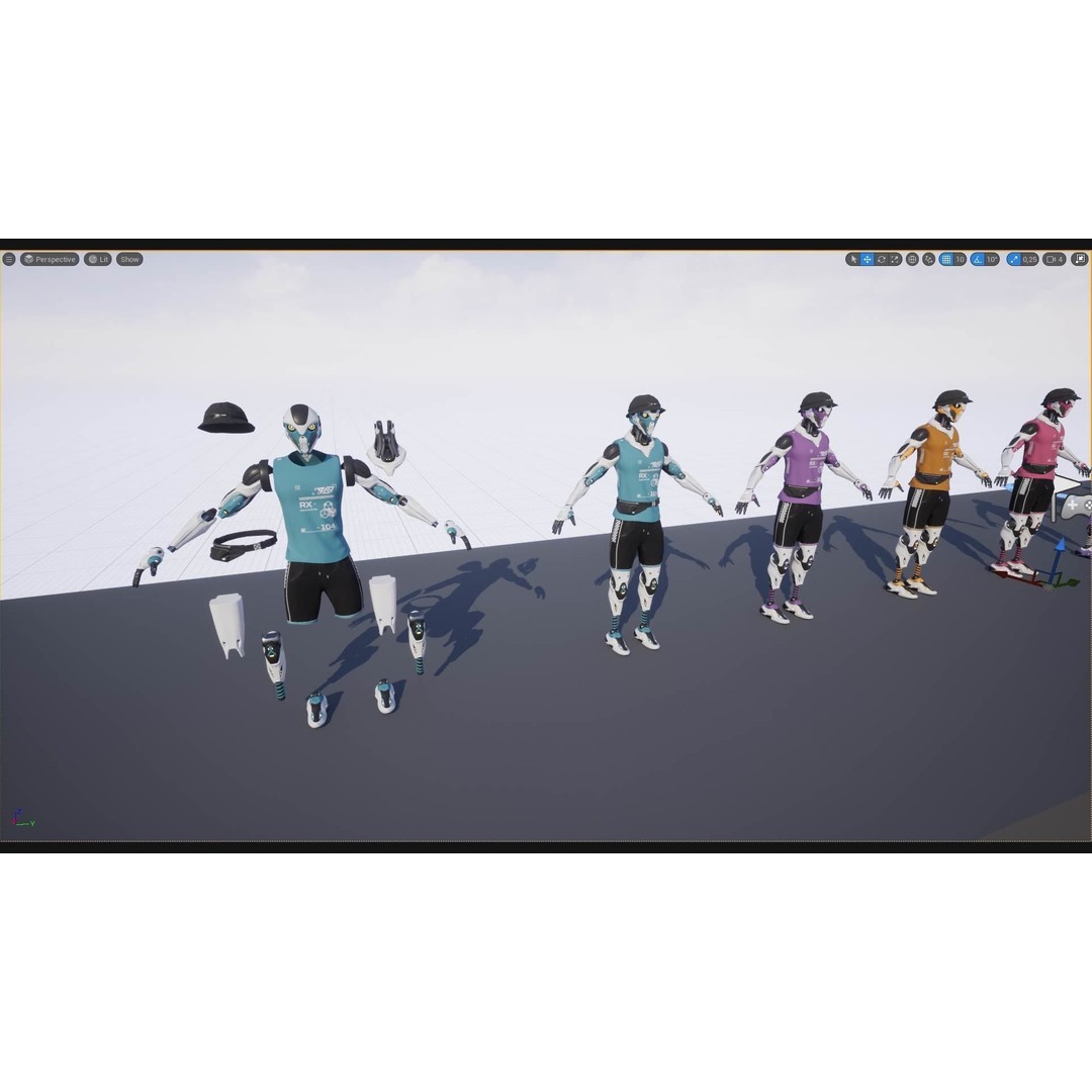 Robot RX-104 3D Model – Low Poly Game Ready Rigged Character, FBX - View 17