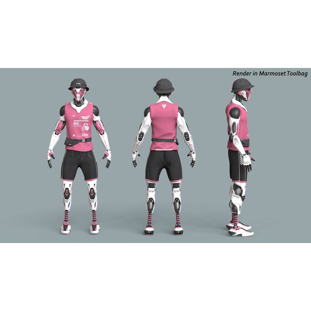 Robot RX-104 3D Model – Low Poly Game Ready Rigged Character, FBX - View 7