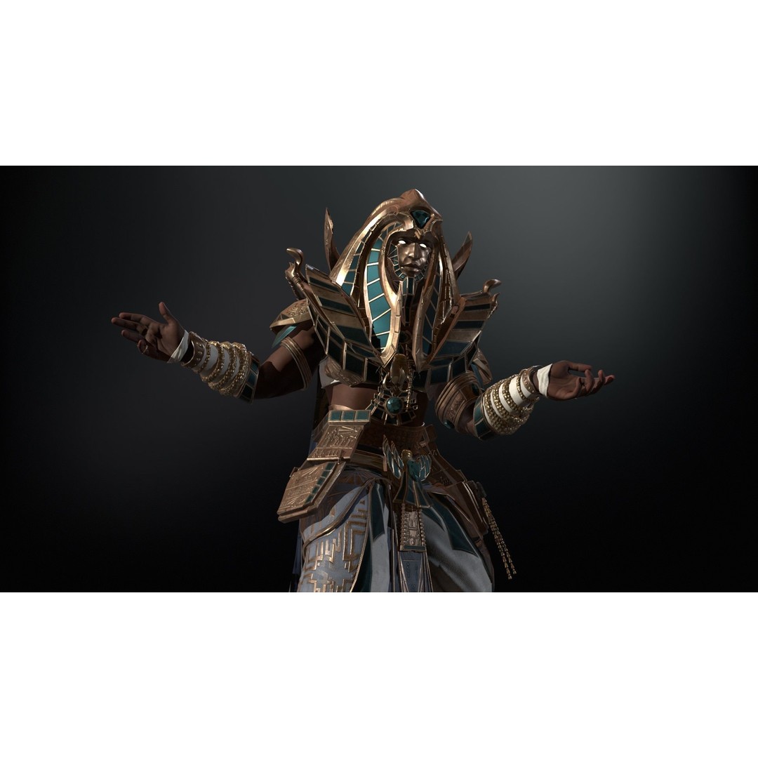 Pharaoh 3D Model – Low Poly Rigged Character with Animations, FBX - View 11