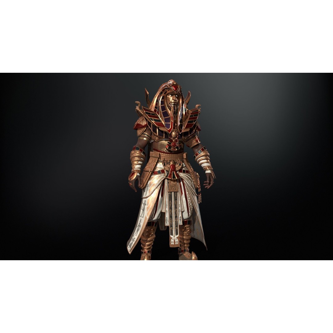 Pharaoh 3D Model – Low Poly Rigged Character with Animations, FBX - View 13