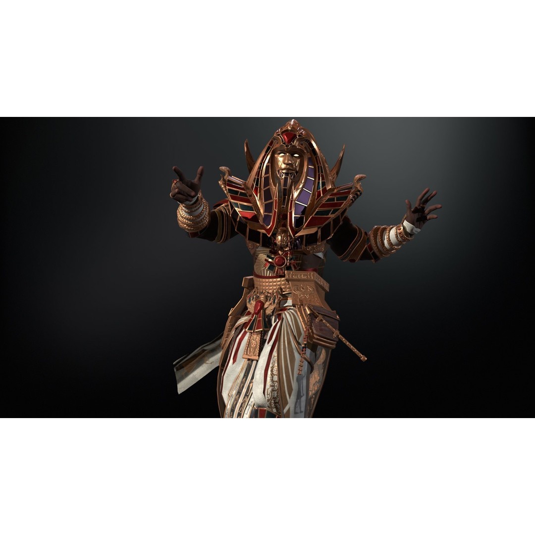 Pharaoh 3D Model – Low Poly Rigged Character with Animations, FBX - View 14