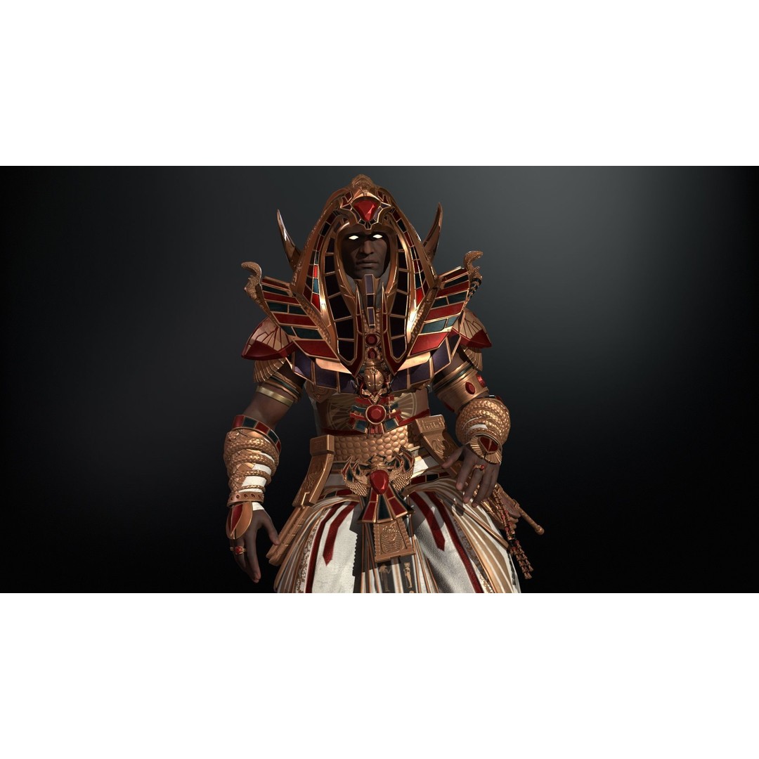 Pharaoh 3D Model – Low Poly Rigged Character with Animations, FBX - View 15