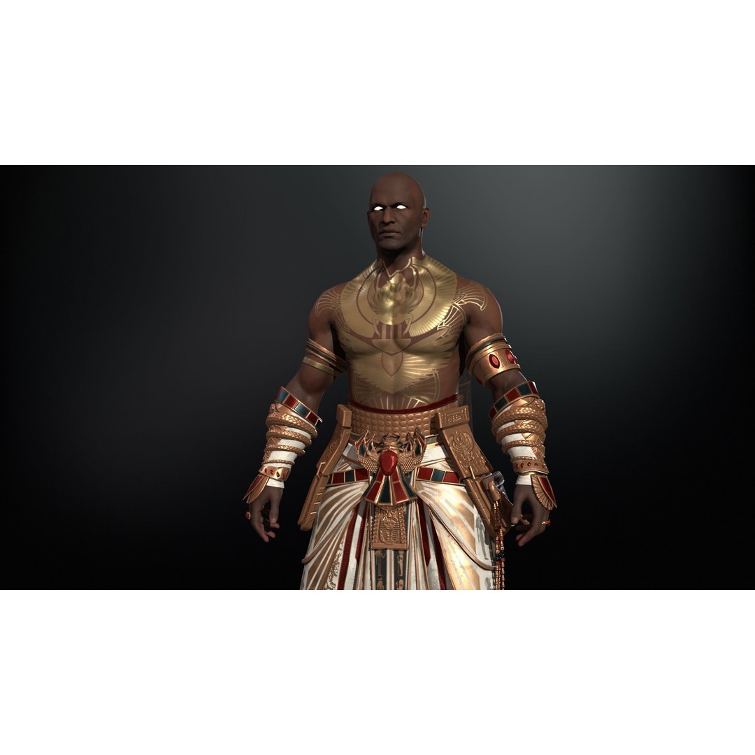 Pharaoh 3D Model – Low Poly Rigged Character with Animations, FBX - View 17