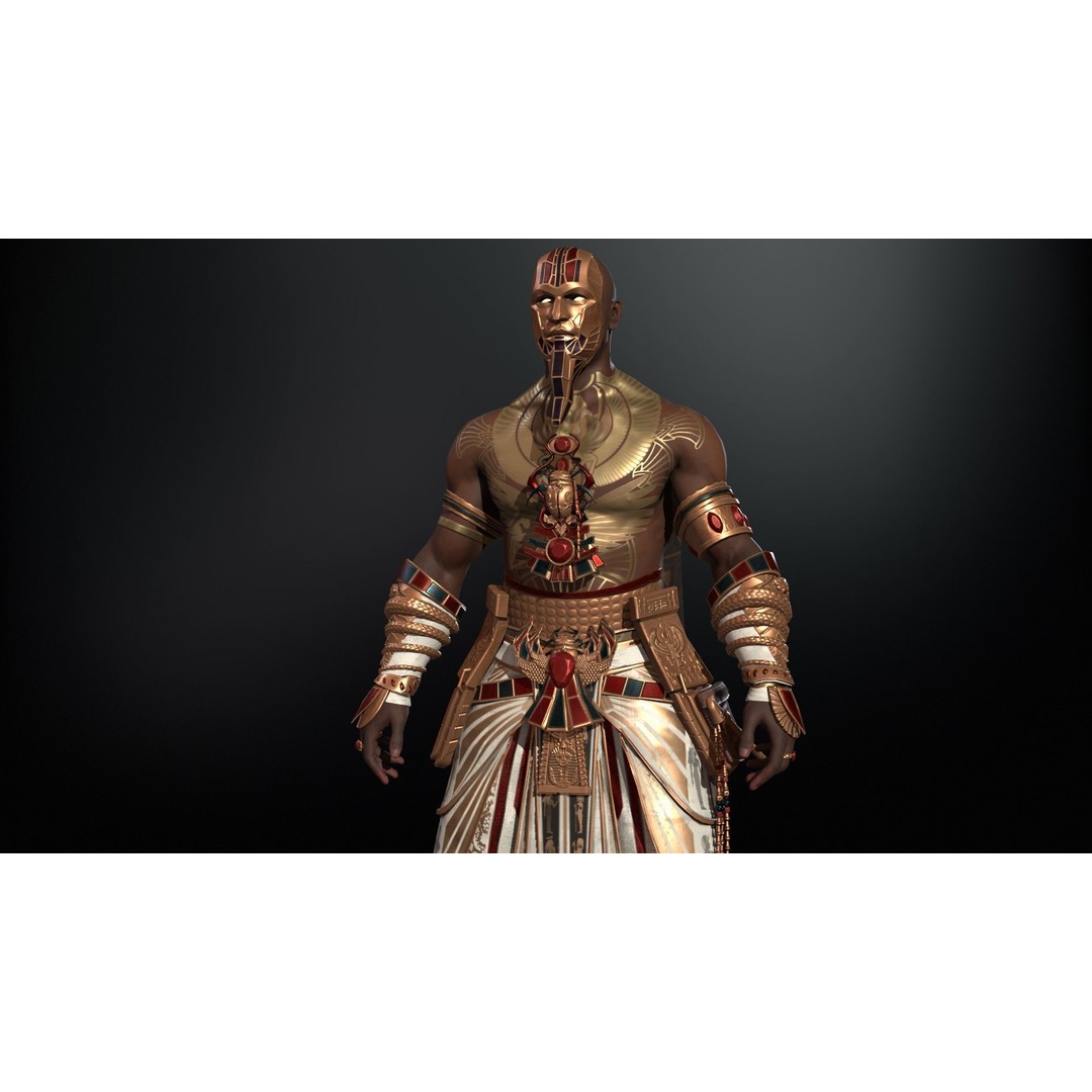 Pharaoh 3D Model – Low Poly Rigged Character with Animations, FBX - View 18