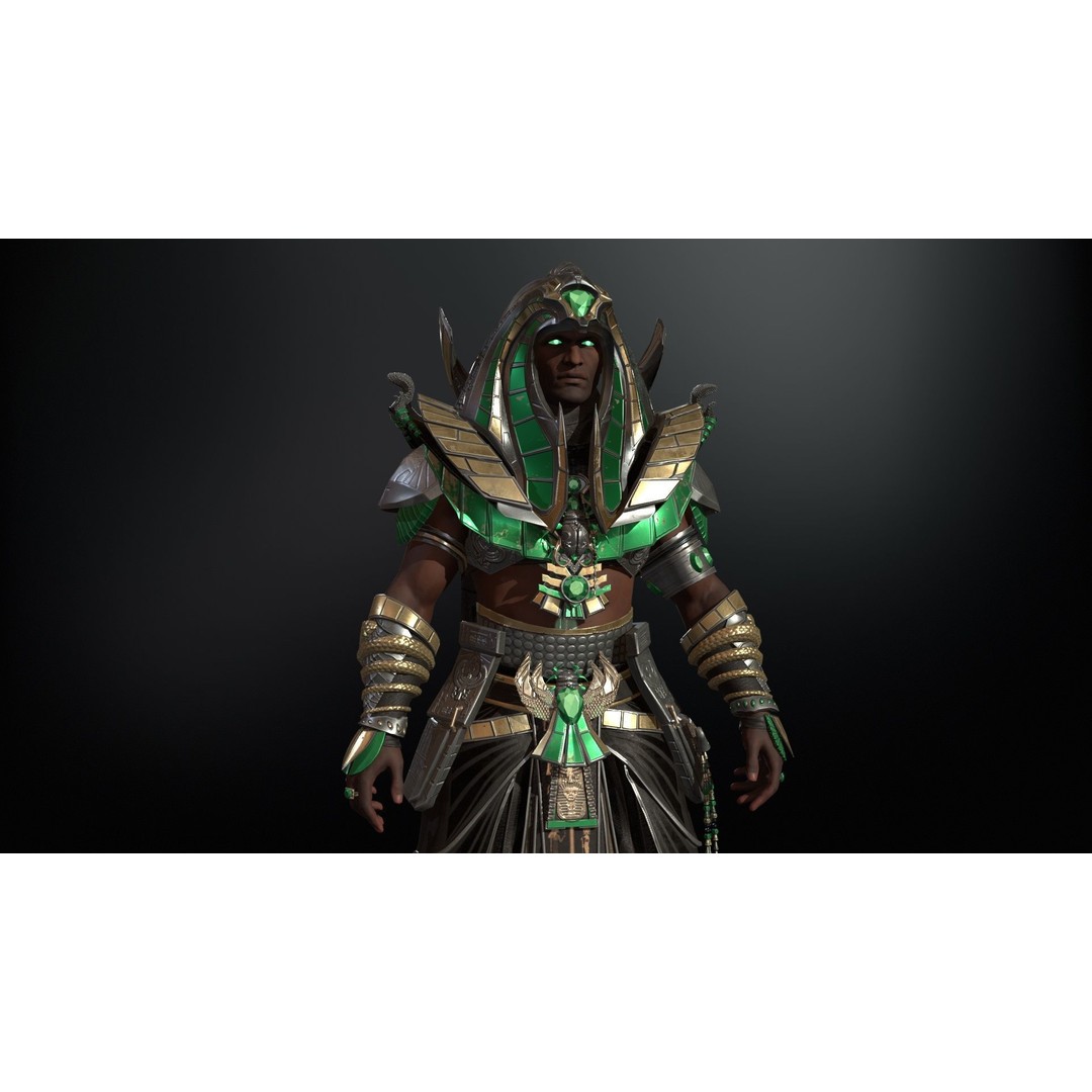 Pharaoh 3D Model – Low Poly Rigged Character with Animations, FBX - View 19