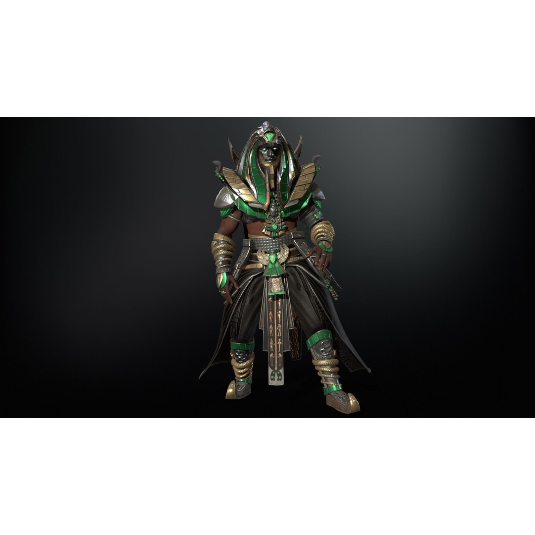 Pharaoh 3D Model – Low Poly Rigged Character with Animations, FBX - View 21