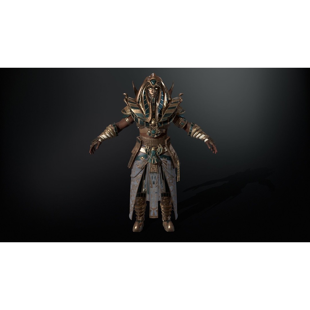 Pharaoh 3D Model – Low Poly Rigged Character with Animations, FBX - View 24