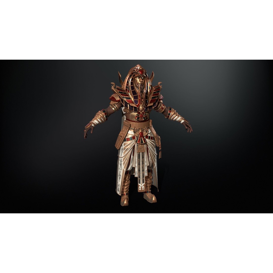 Pharaoh 3D Model – Low Poly Rigged Character with Animations, FBX - View 27