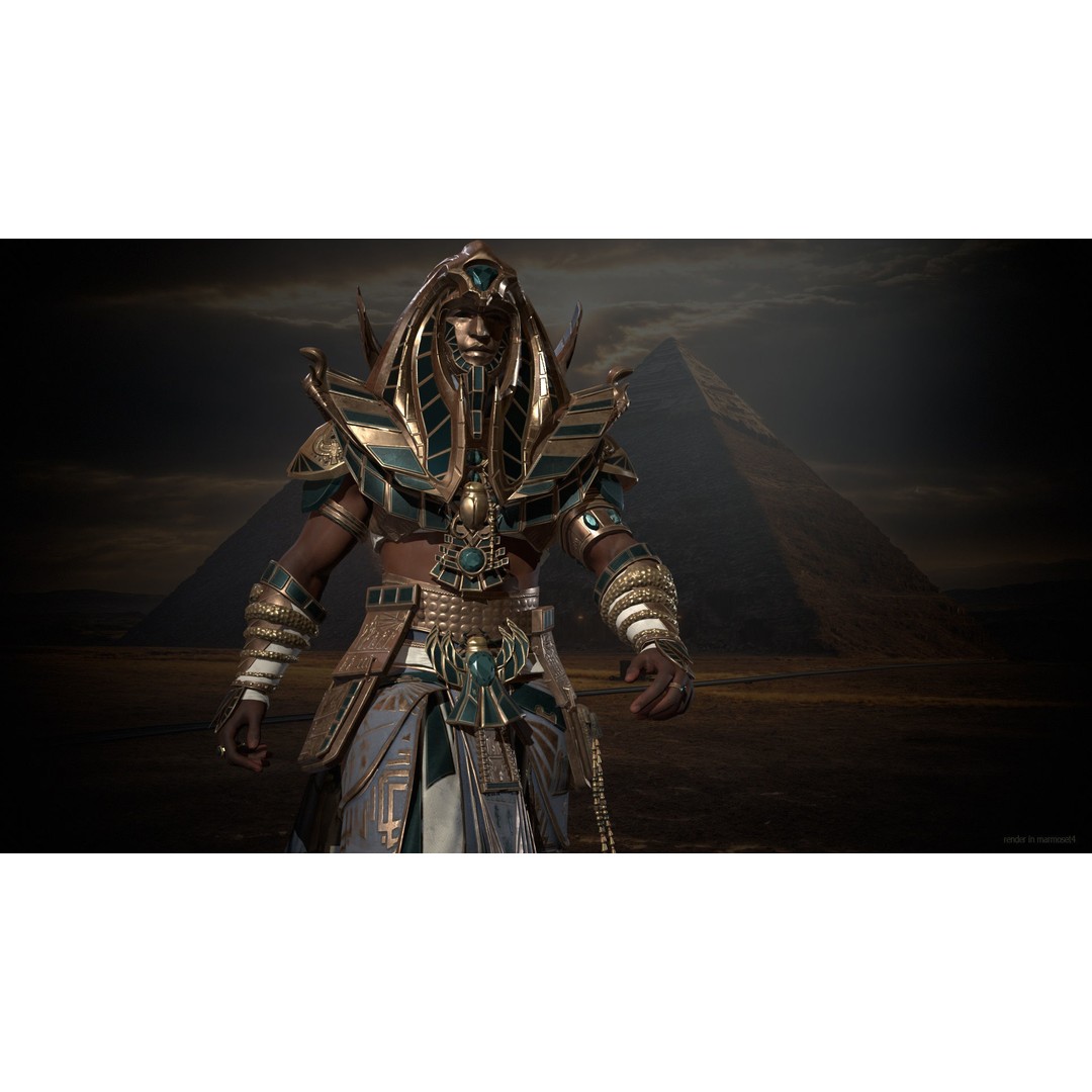 Pharaoh 3D Model – Low Poly Rigged Character with Animations, FBX - View 3