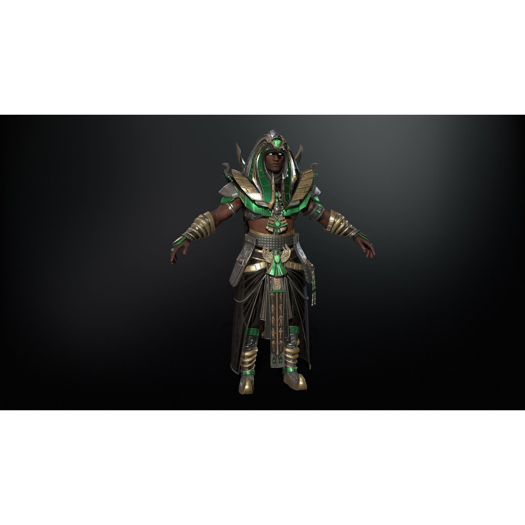 Pharaoh 3D Model – Low Poly Rigged Character with Animations, FBX - View 31