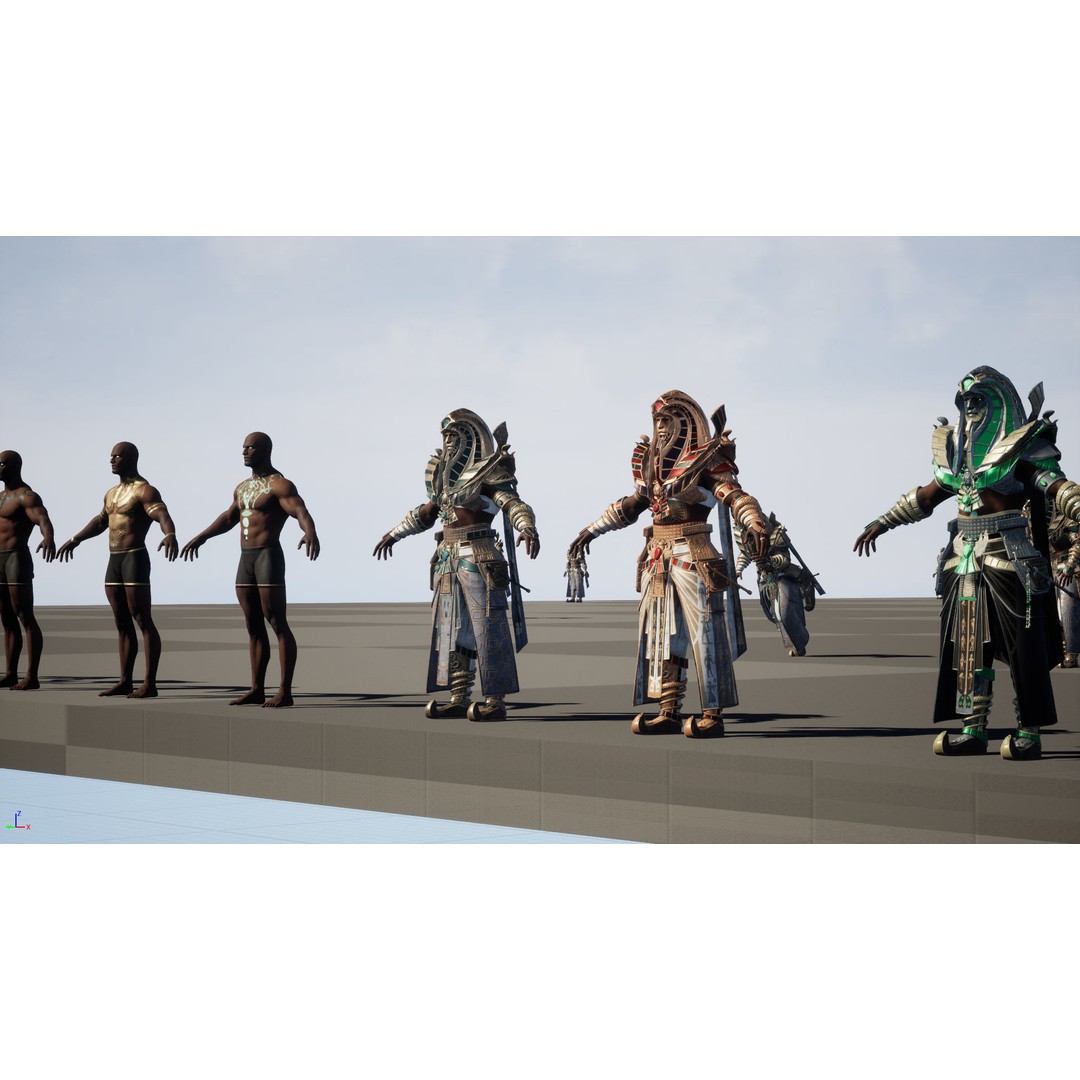 Pharaoh 3D Model – Low Poly Rigged Character with Animations, FBX - View 34