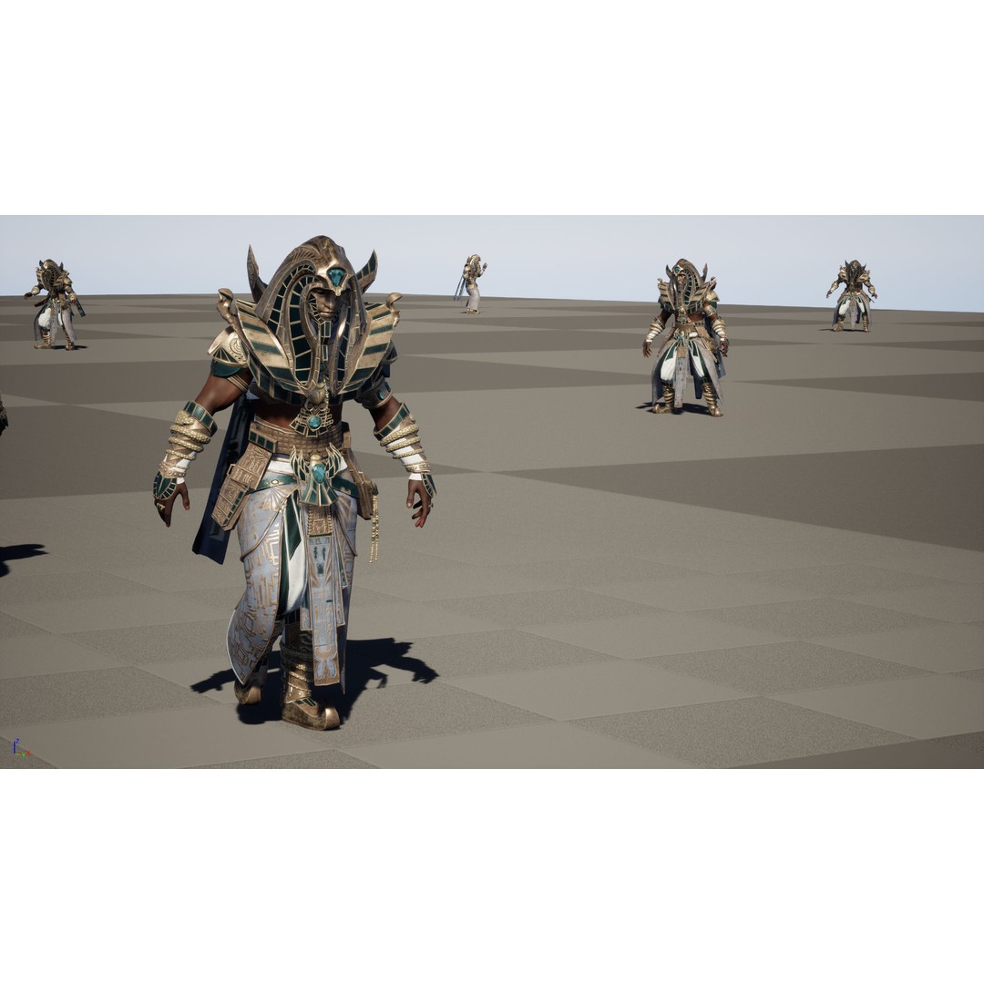 Pharaoh 3D Model – Low Poly Rigged Character with Animations, FBX - View 36
