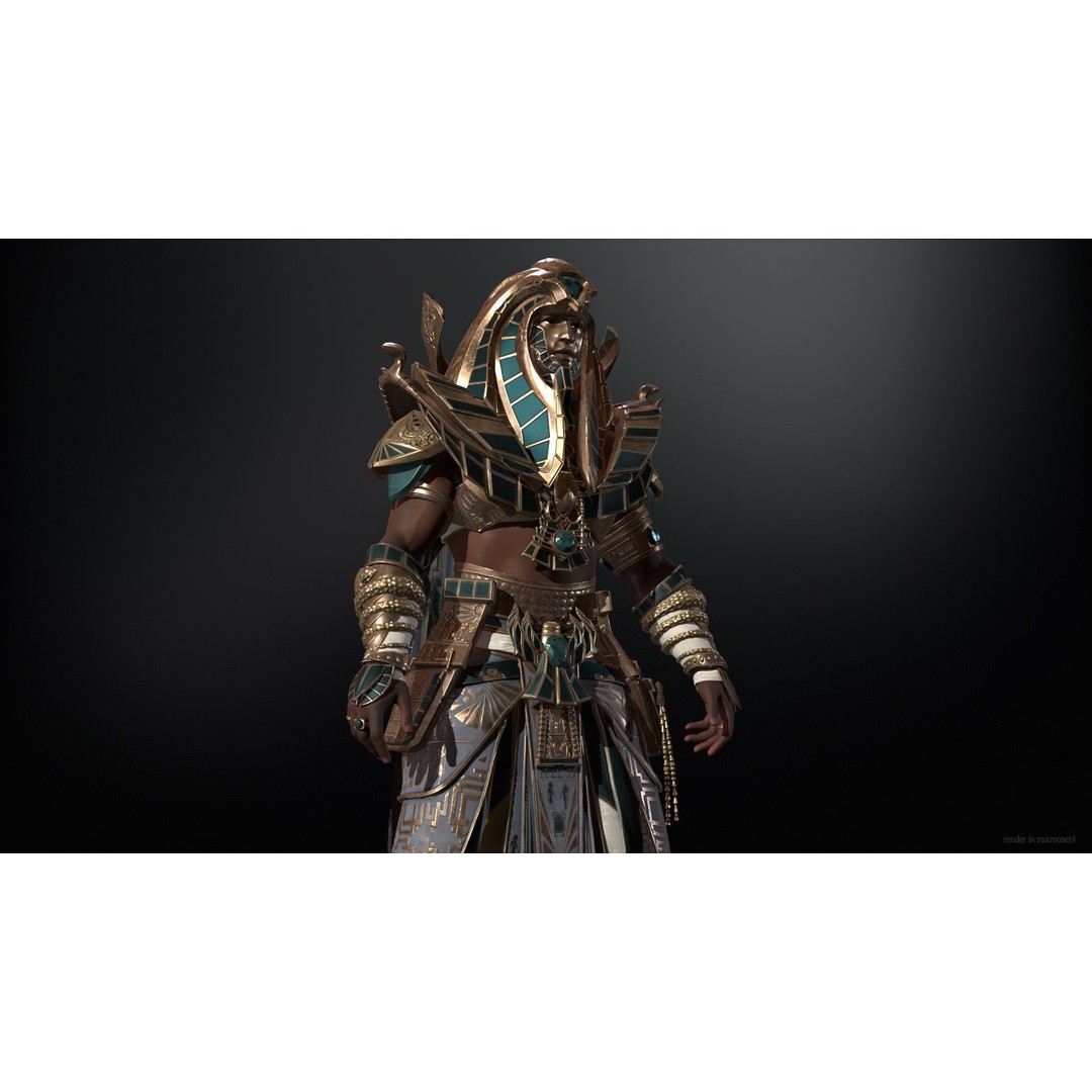Pharaoh 3D Model – Low Poly Rigged Character with Animations, FBX - View 4