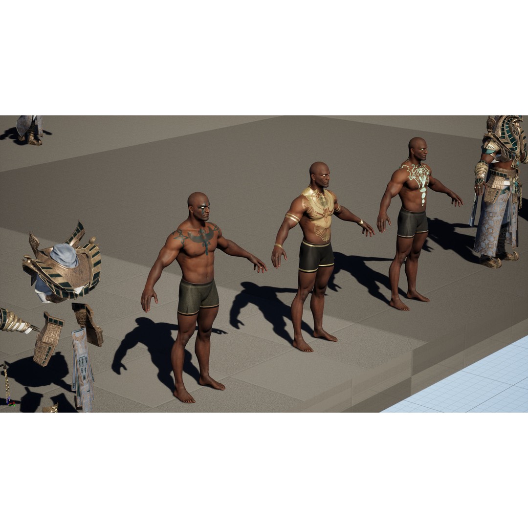 Pharaoh 3D Model – Low Poly Rigged Character with Animations, FBX - View 40