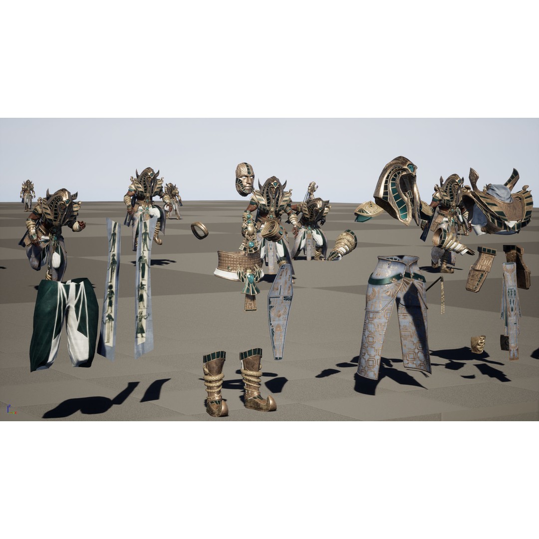 Pharaoh 3D Model – Low Poly Rigged Character with Animations, FBX - View 42