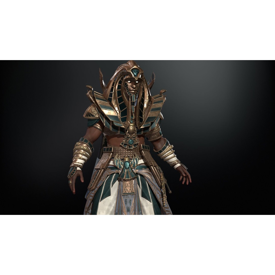 Pharaoh 3D Model – Low Poly Rigged Character with Animations, FBX - View 8