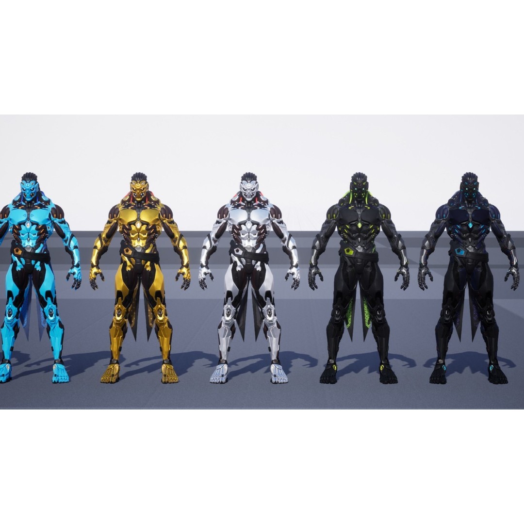 Robot Cyber Suit 3D Model – Low Poly Game-Ready Rigged Character, FBX - View 15