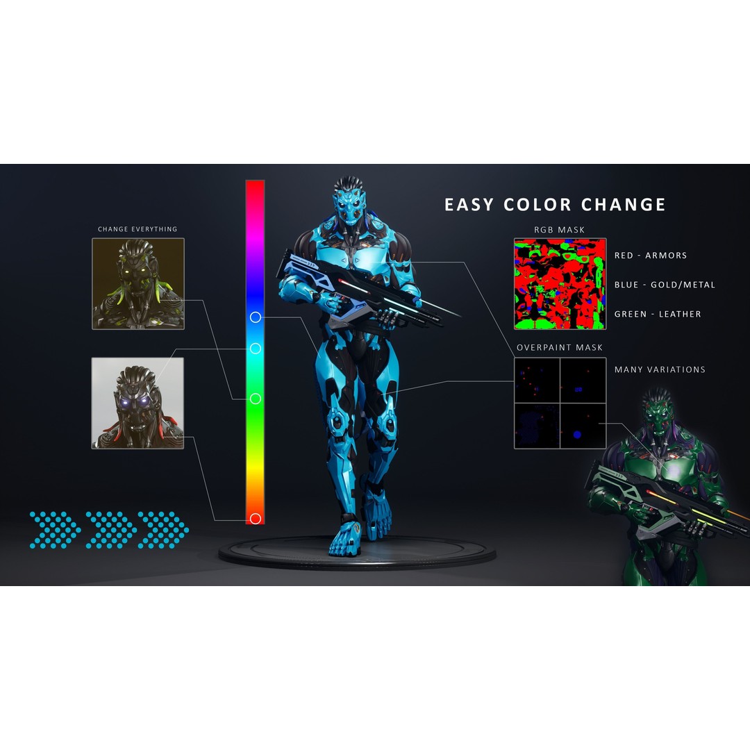 Robot Cyber Suit 3D Model – Low Poly Game-Ready Rigged Character, FBX - View 9