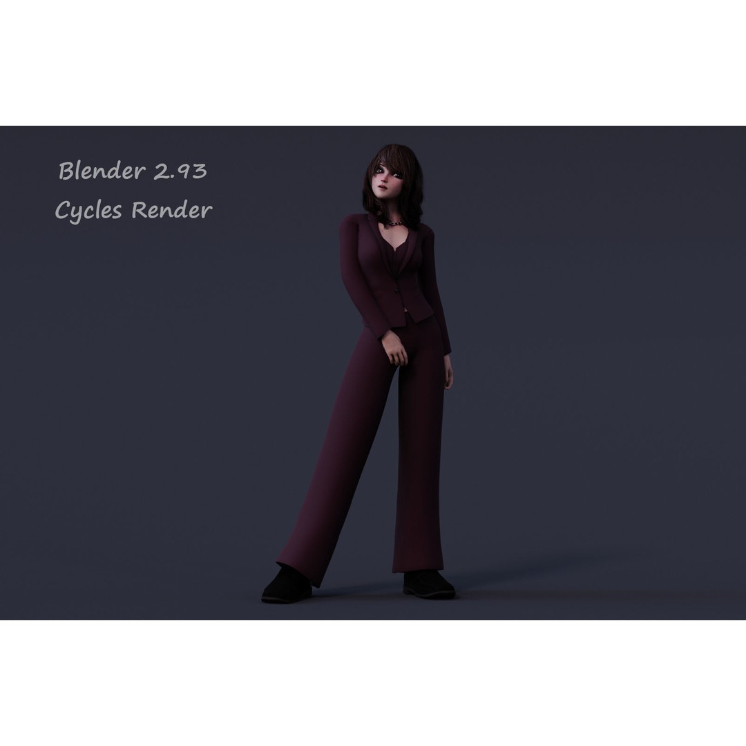 Angela Cartoon Girl 3D Model – Low Poly Rigged Character, FBX - View 10