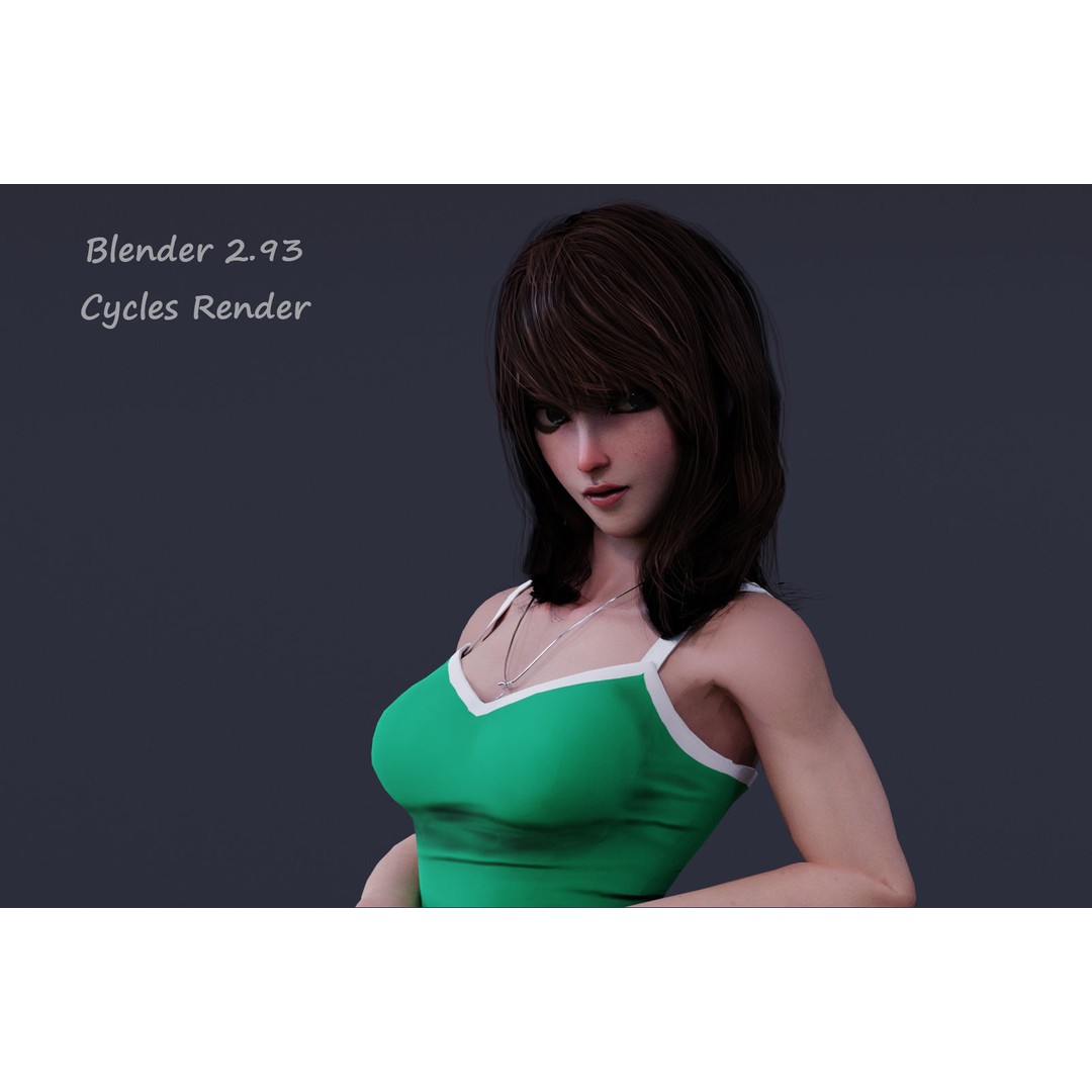Angela Cartoon Girl 3D Model – Low Poly Rigged Character, FBX - View 11