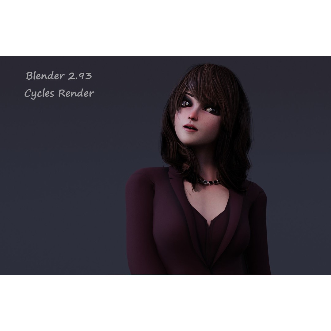 Angela Cartoon Girl 3D Model – Low Poly Rigged Character, FBX - View 13