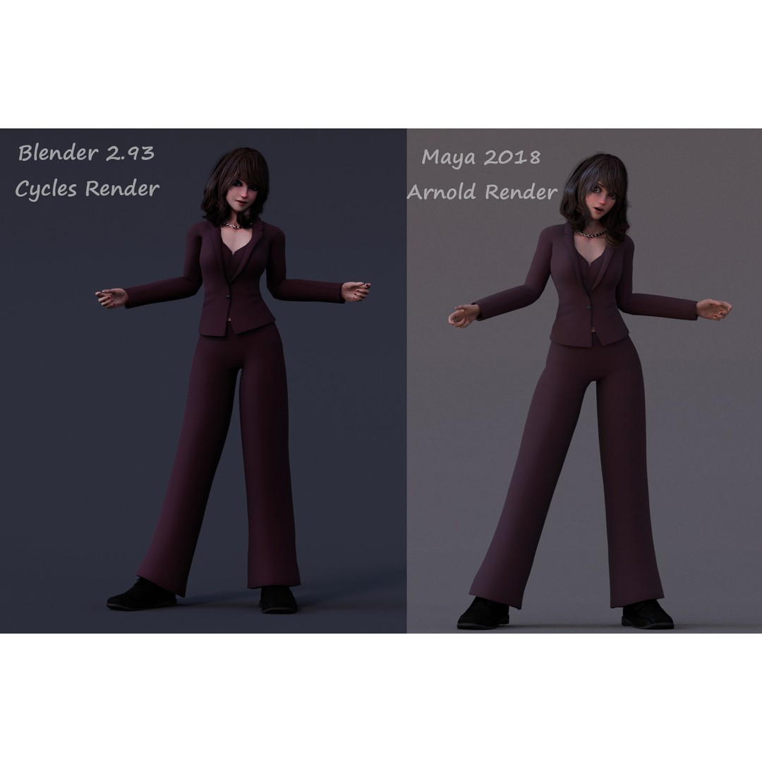 Angela Cartoon Girl 3D Model – Low Poly Rigged Character, FBX - View 14