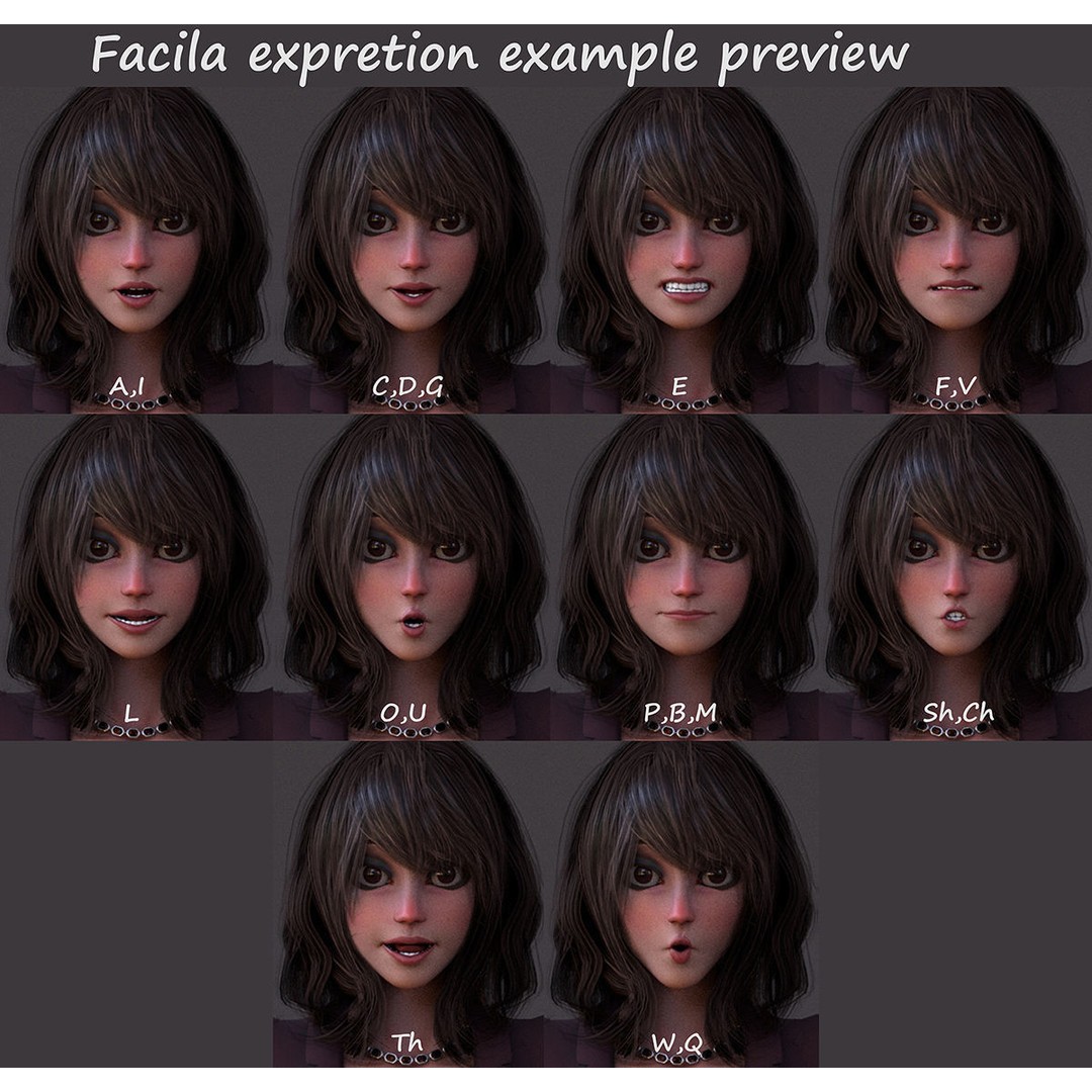 Angela Cartoon Girl 3D Model – Low Poly Rigged Character, FBX - View 16