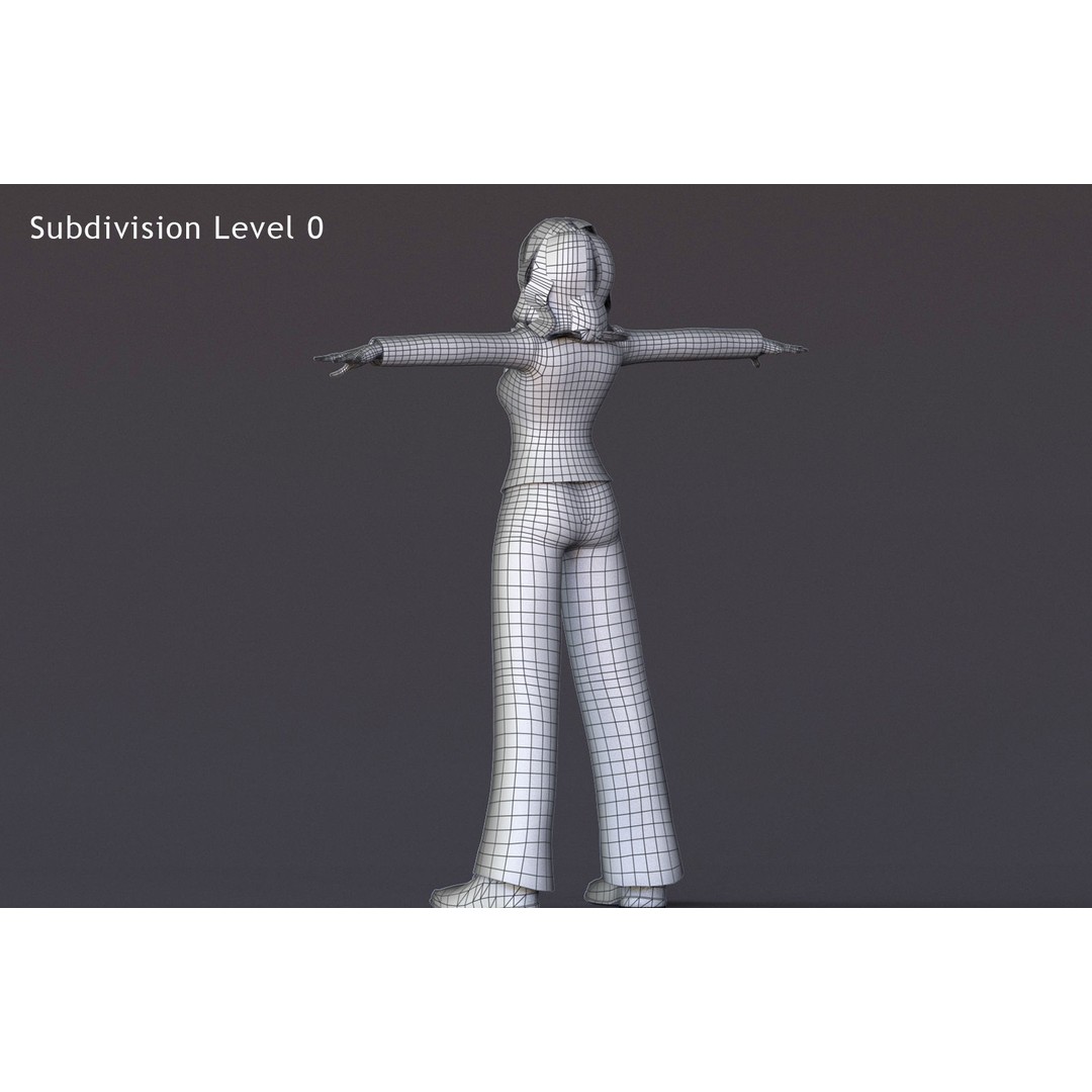 Angela Cartoon Girl 3D Model – Low Poly Rigged Character, FBX - View 18