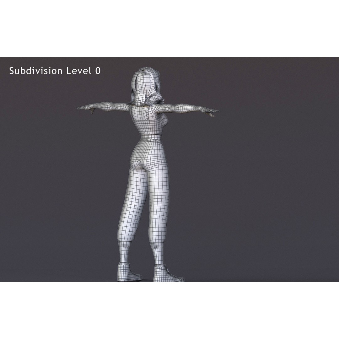 Angela Cartoon Girl 3D Model – Low Poly Rigged Character, FBX - View 20