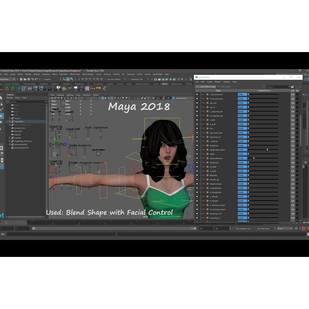 Angela Cartoon Girl 3D Model – Low Poly Rigged Character, FBX - View 29