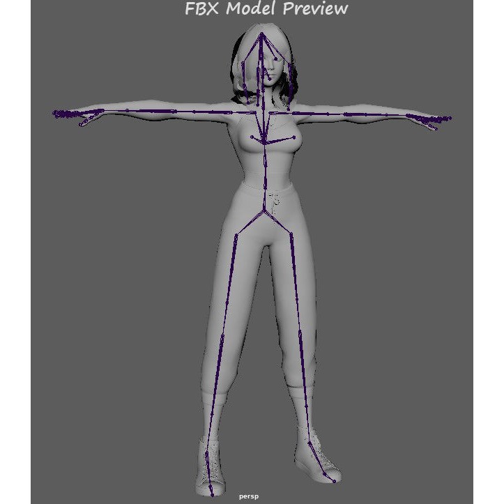 Angela Cartoon Girl 3D Model – Low Poly Rigged Character, FBX - View 32